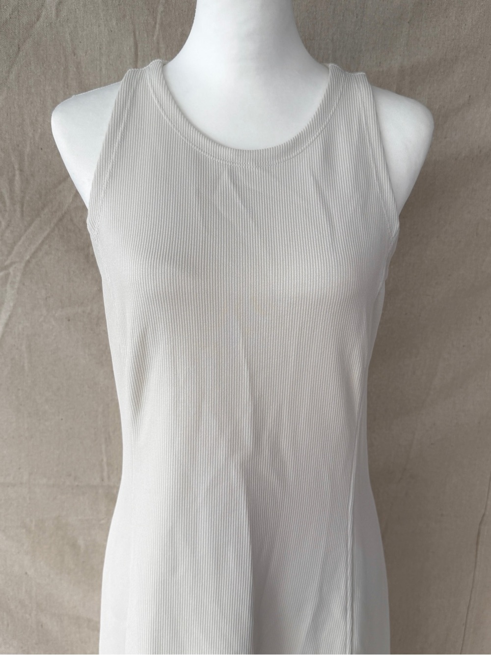 Athleta M Seasoft Rib Midi Tank Sleeveless Dress Ivory NWT - Picture 2 of 8